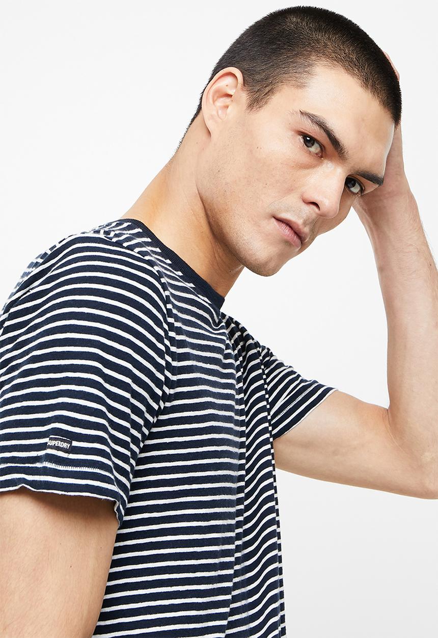 Superdry. - Studios hemp blend tee - navy & white 