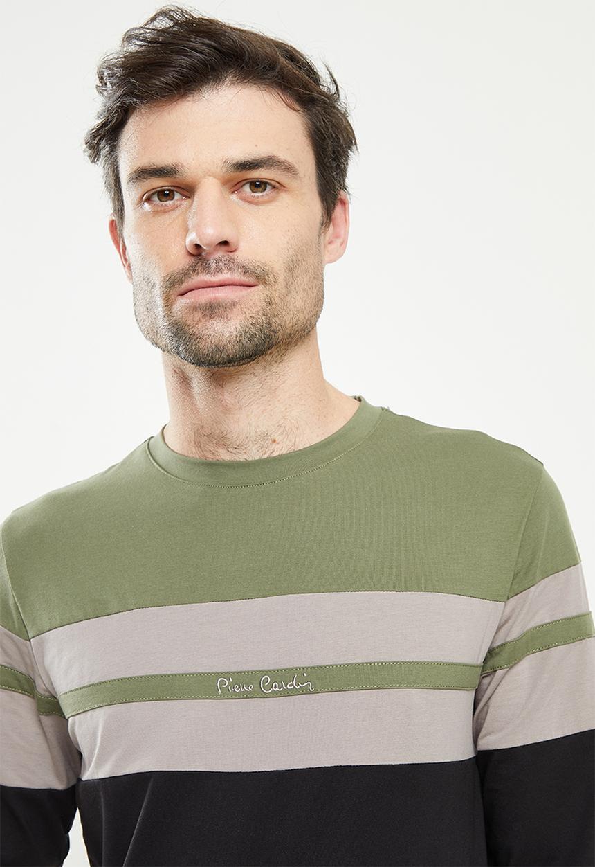 Pierre Cardin - Pc Tommy Chest Stripe LS Tee - Olive