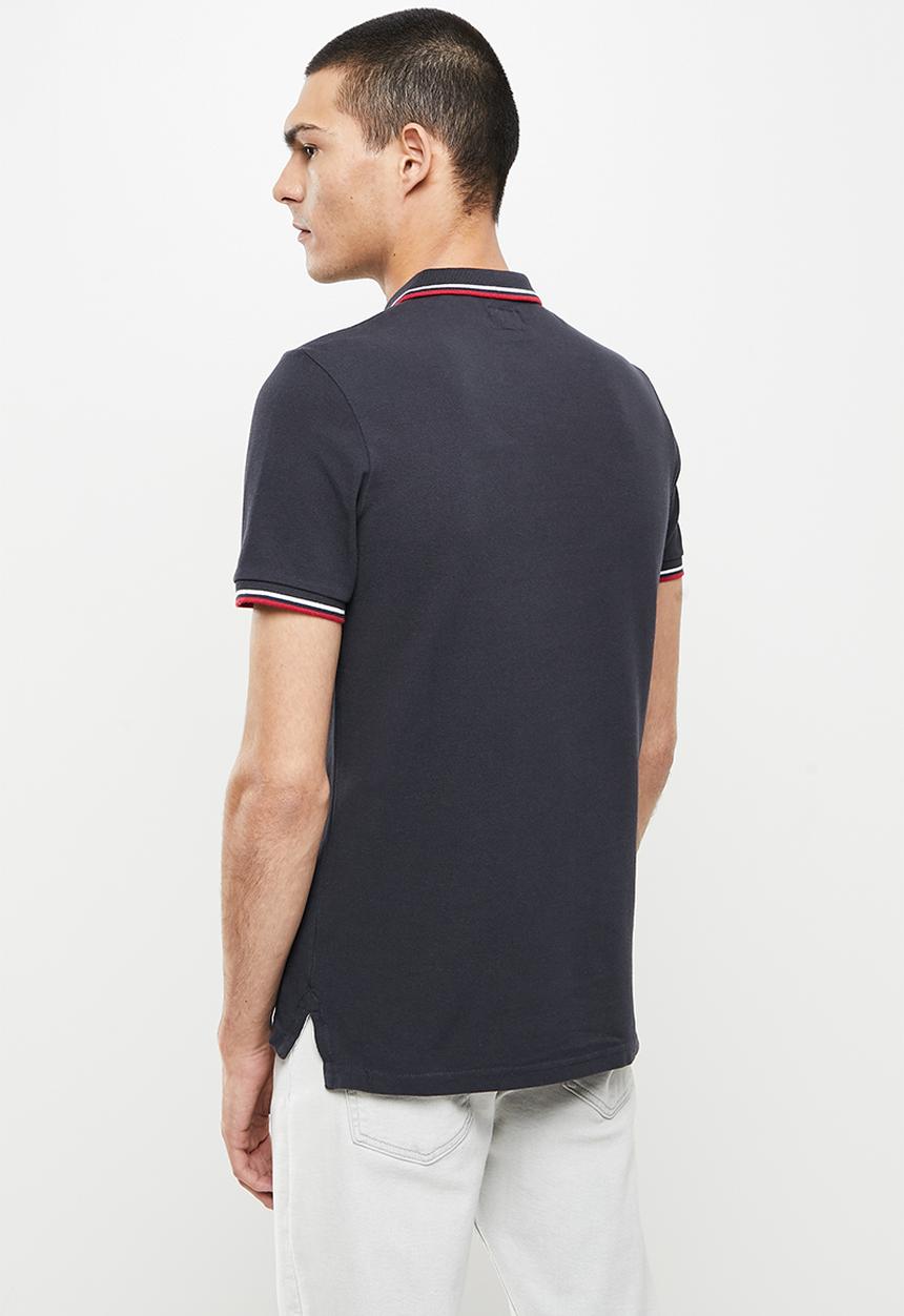 Superdry. - Short sleeve tipped polo - dark navy