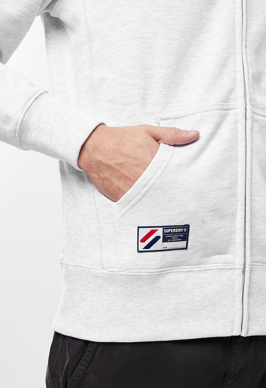 Superdry. - Superdry code essential zip hood - grey 