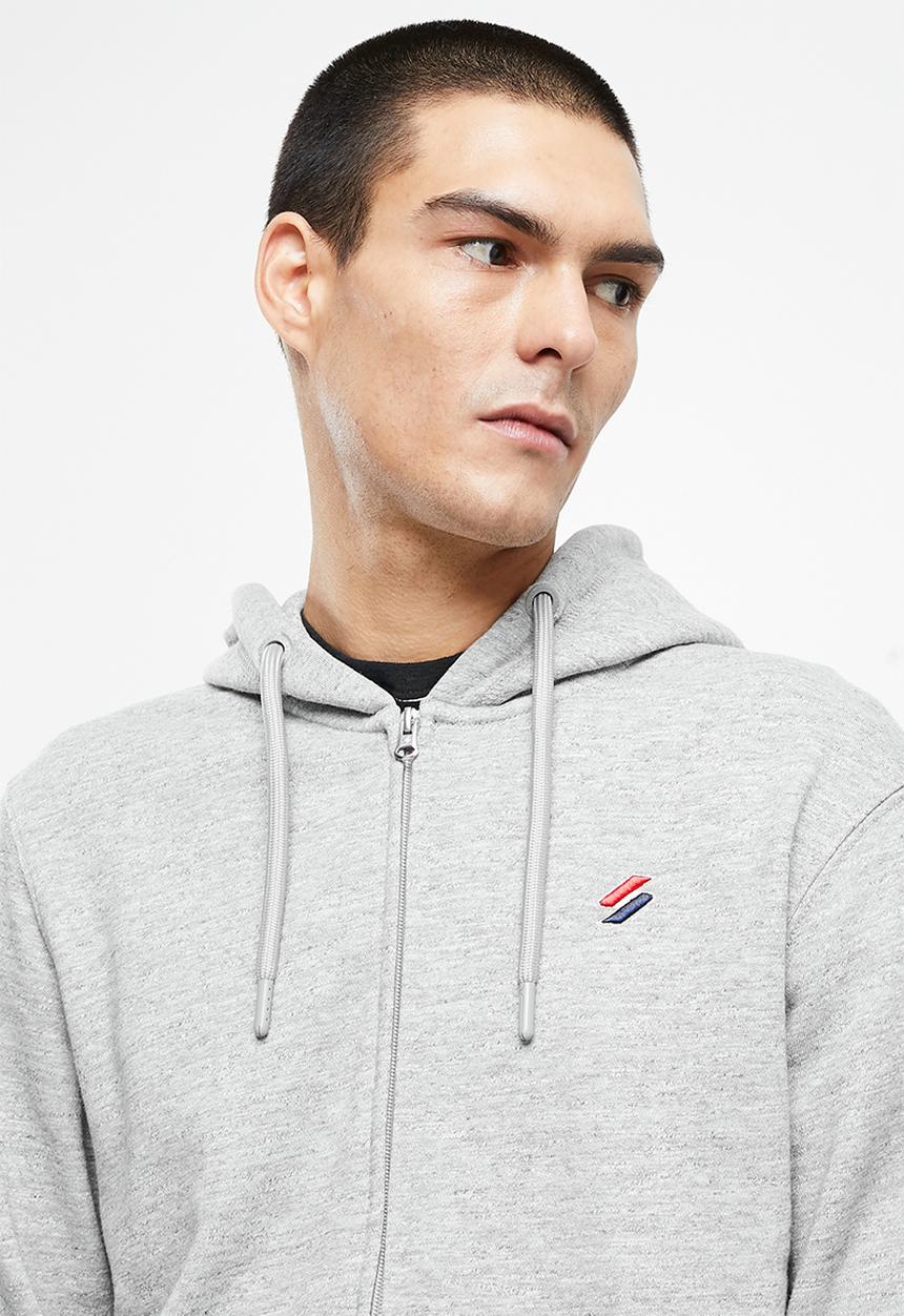 Superdry. - Superdry code essential zip hood - grey slub grindle