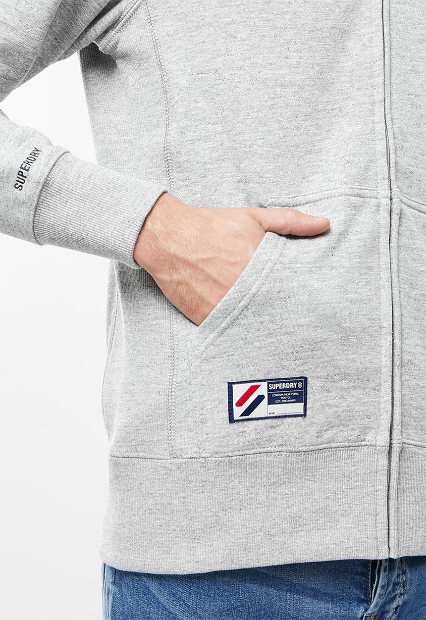 Superdry. - Superdry code essential zip hood - grey slub grindle