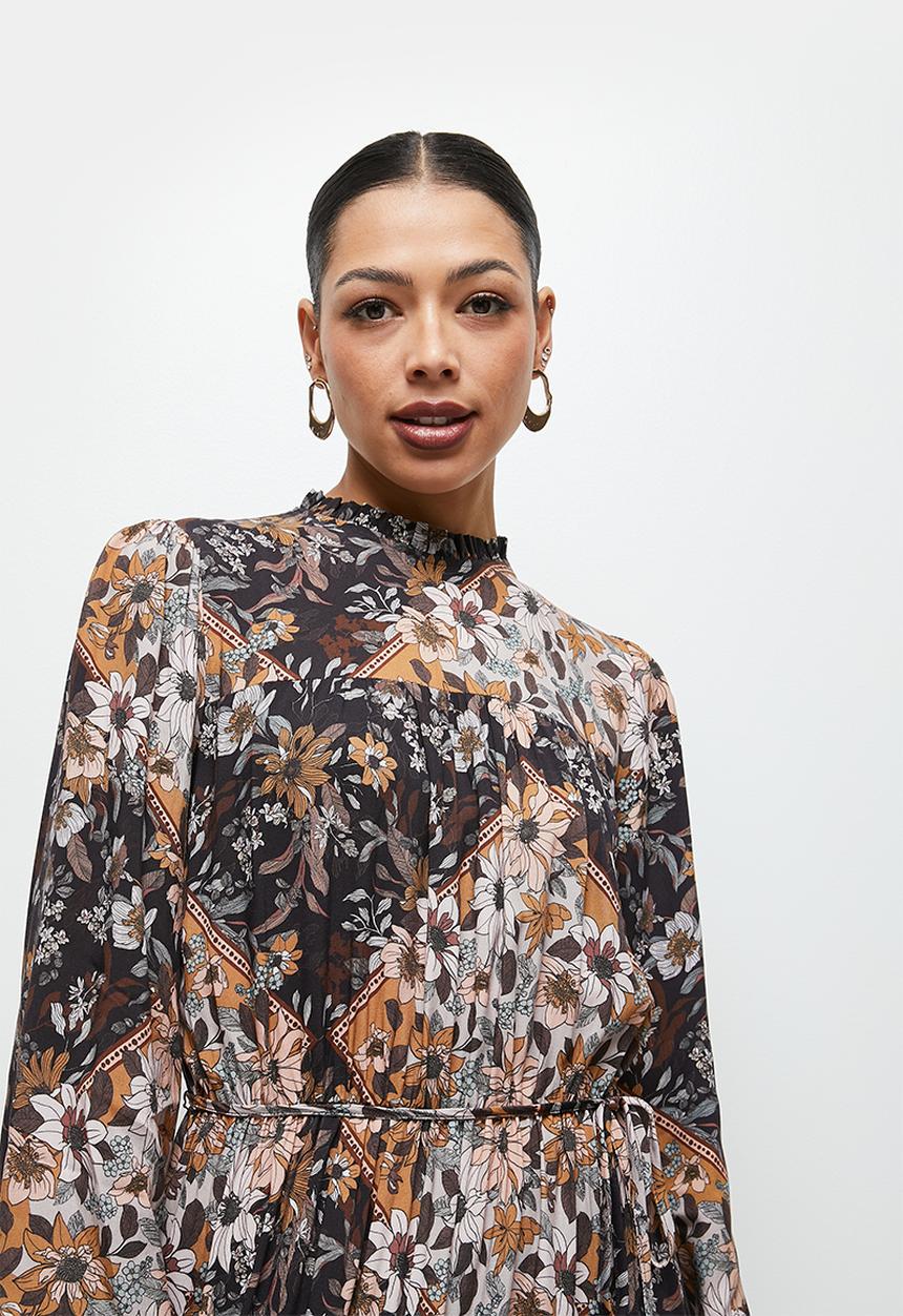 edit - Piecrust tiered ruffle maxi dress - brown