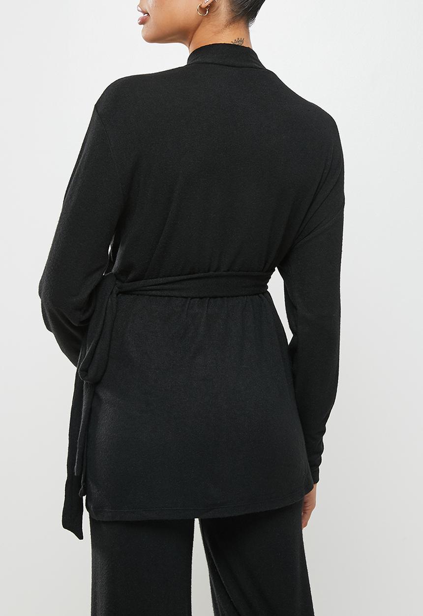 edit Maternity - Maternity long sleeve soft knit wrap cardi - black