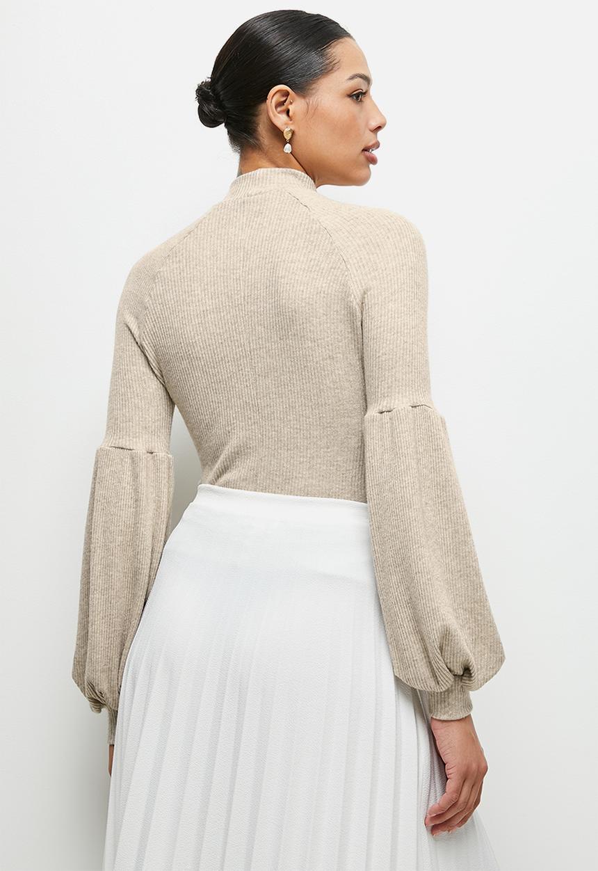 MILLA - Brushed rib soft touch top - ivory