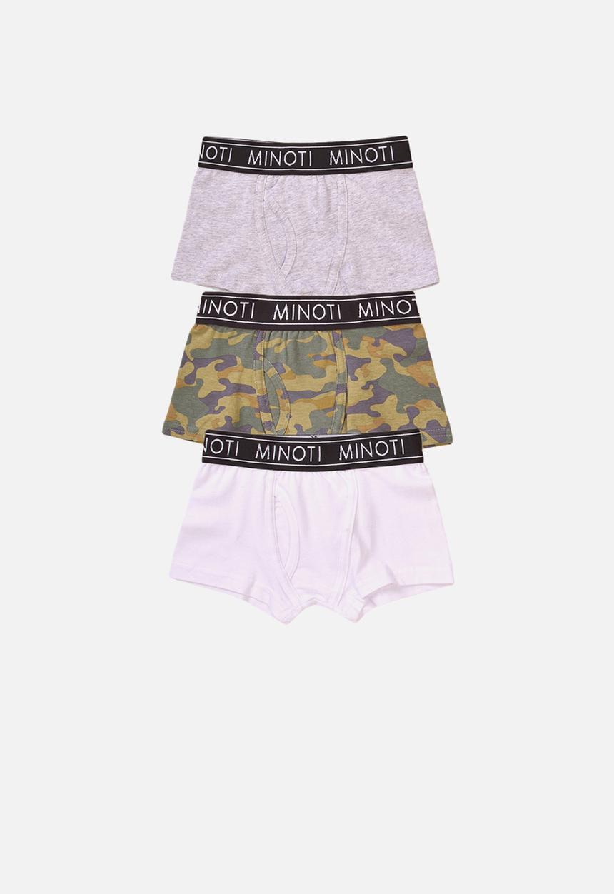 MINOTI - Teen boys 3 pack camo solid/aop boxers - multi