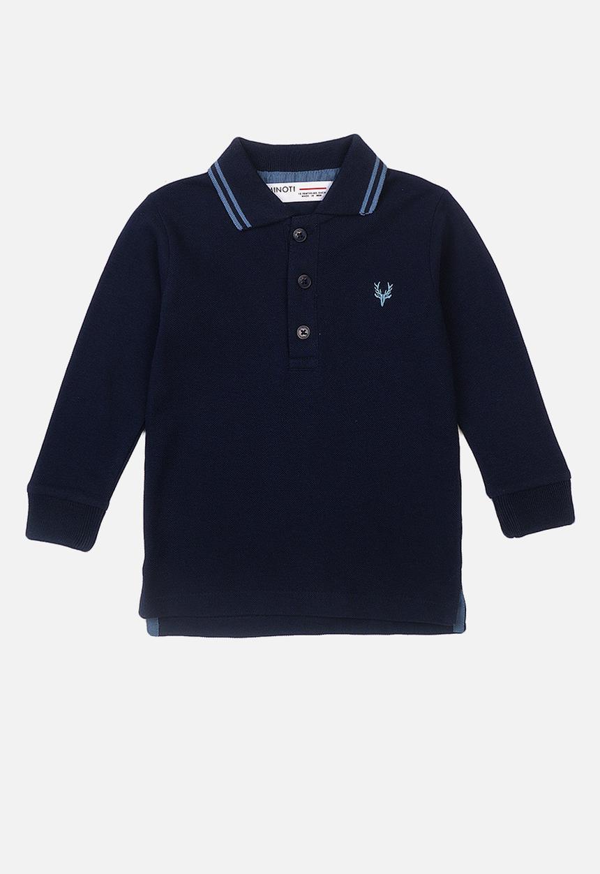 MINOTI - Teen boys basic long sleeve polo top - navy 