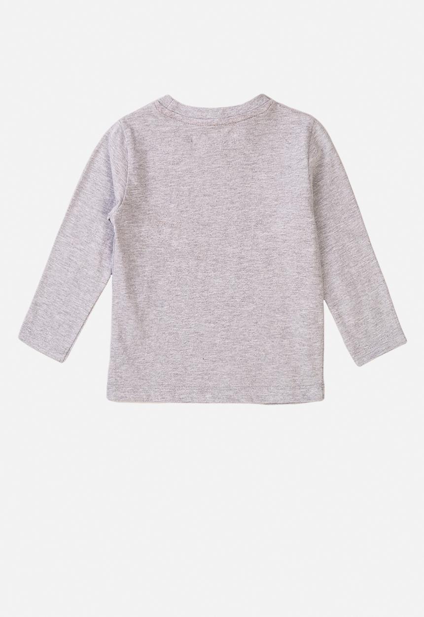 MINOTI - Basic hey mate graphic crew tee - grey marl