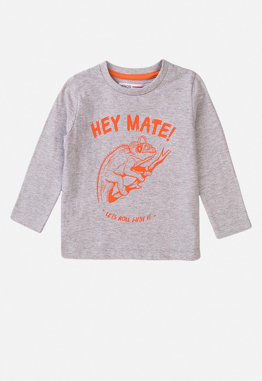 MINOTI - Basic hey mate graphic crew tee - grey marl