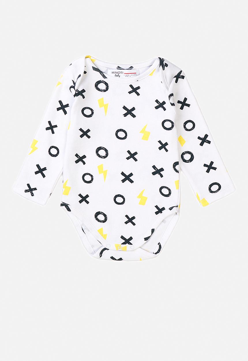 MINOTI - Long sleeve babygrow - white