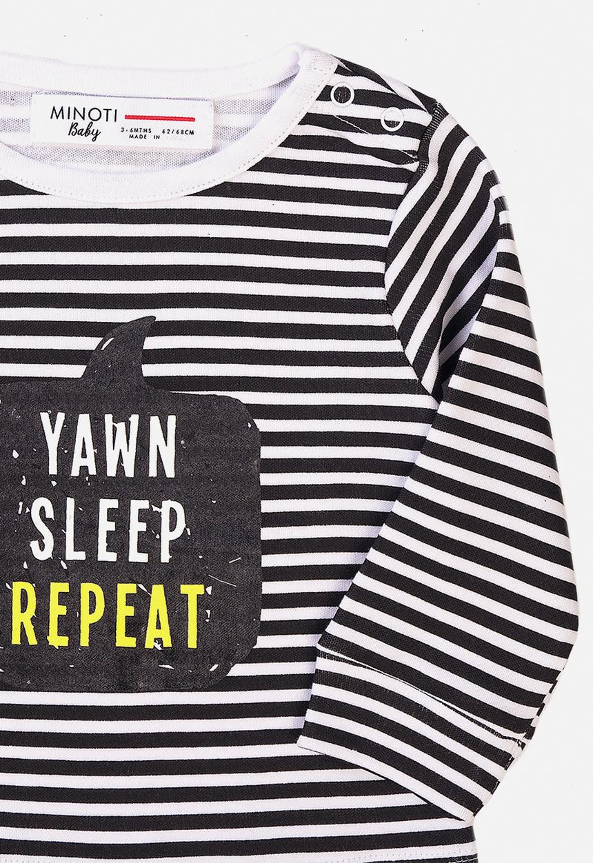 MINOTI - Yawn sleep repeat tee - black & white 