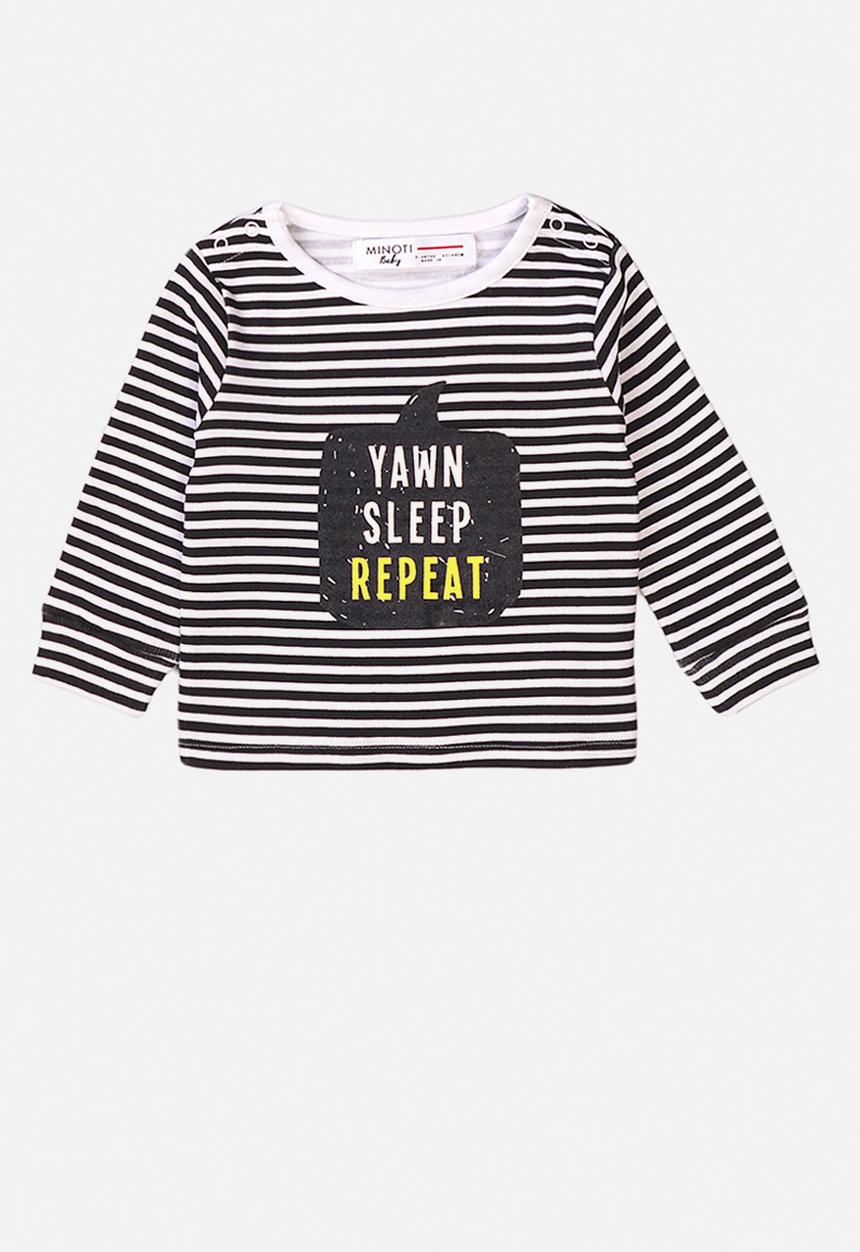 MINOTI - Yawn sleep repeat tee - black & white 