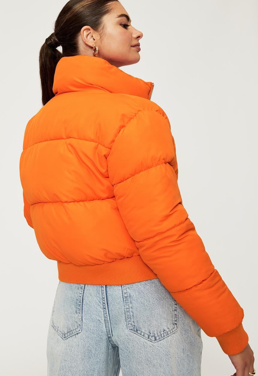 Supré  - Cody cropped puffer jacket - orange pop