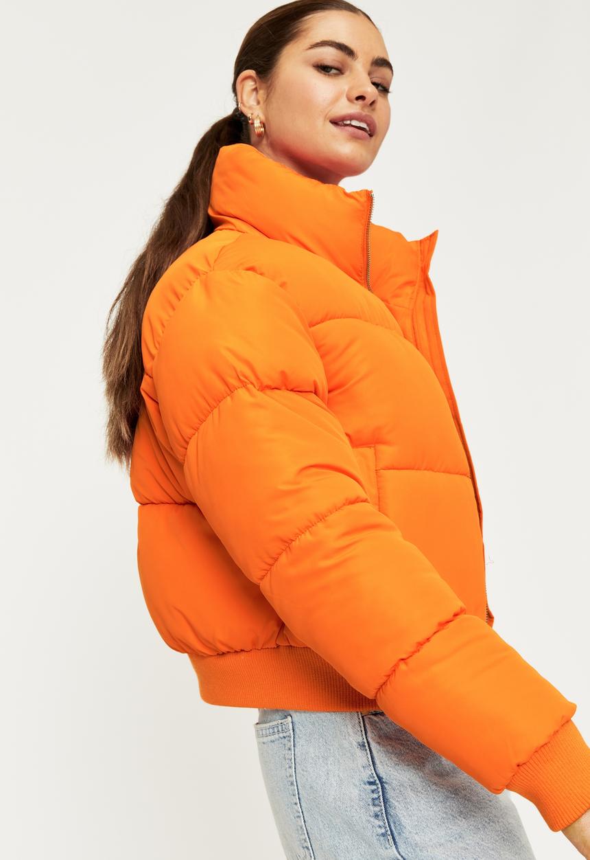 Supré  - Cody cropped puffer jacket - orange pop