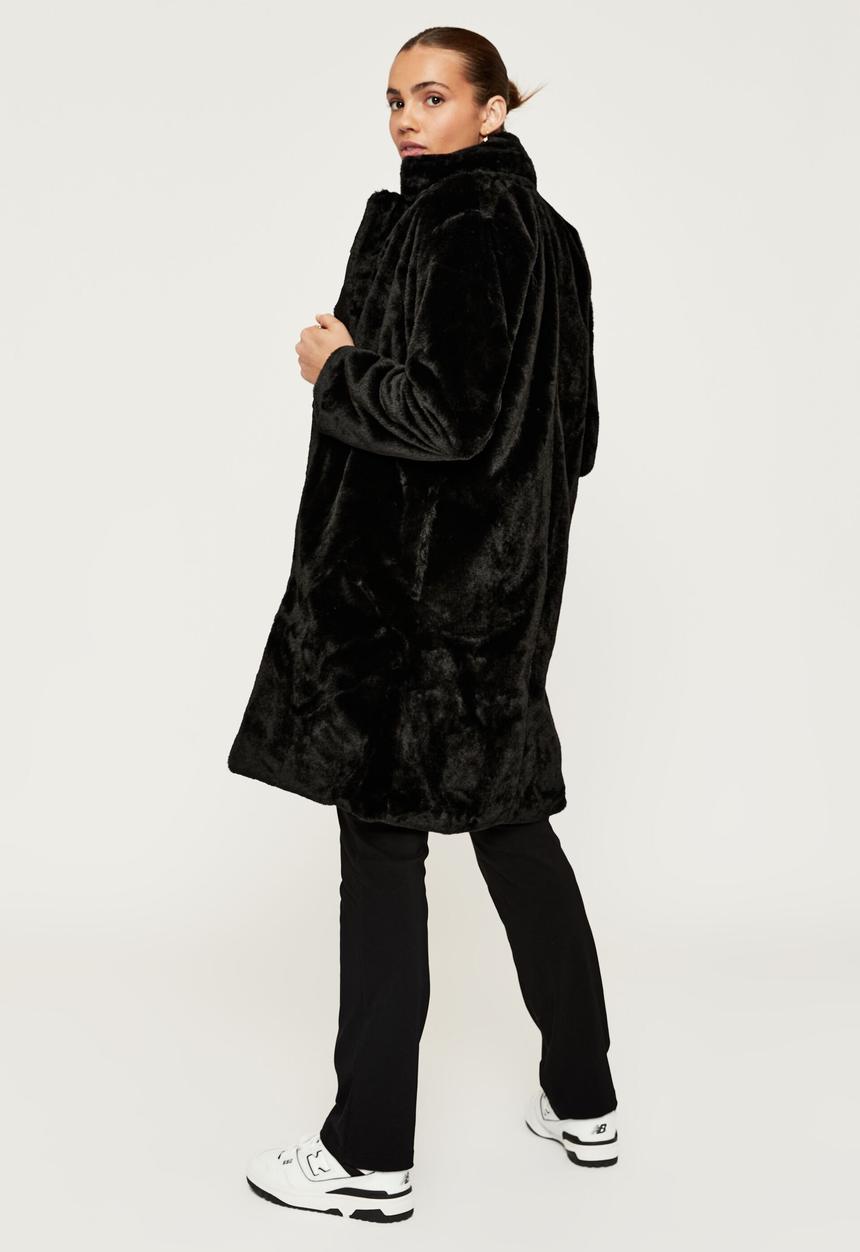 Supré  - Noah fur longline jacket - black