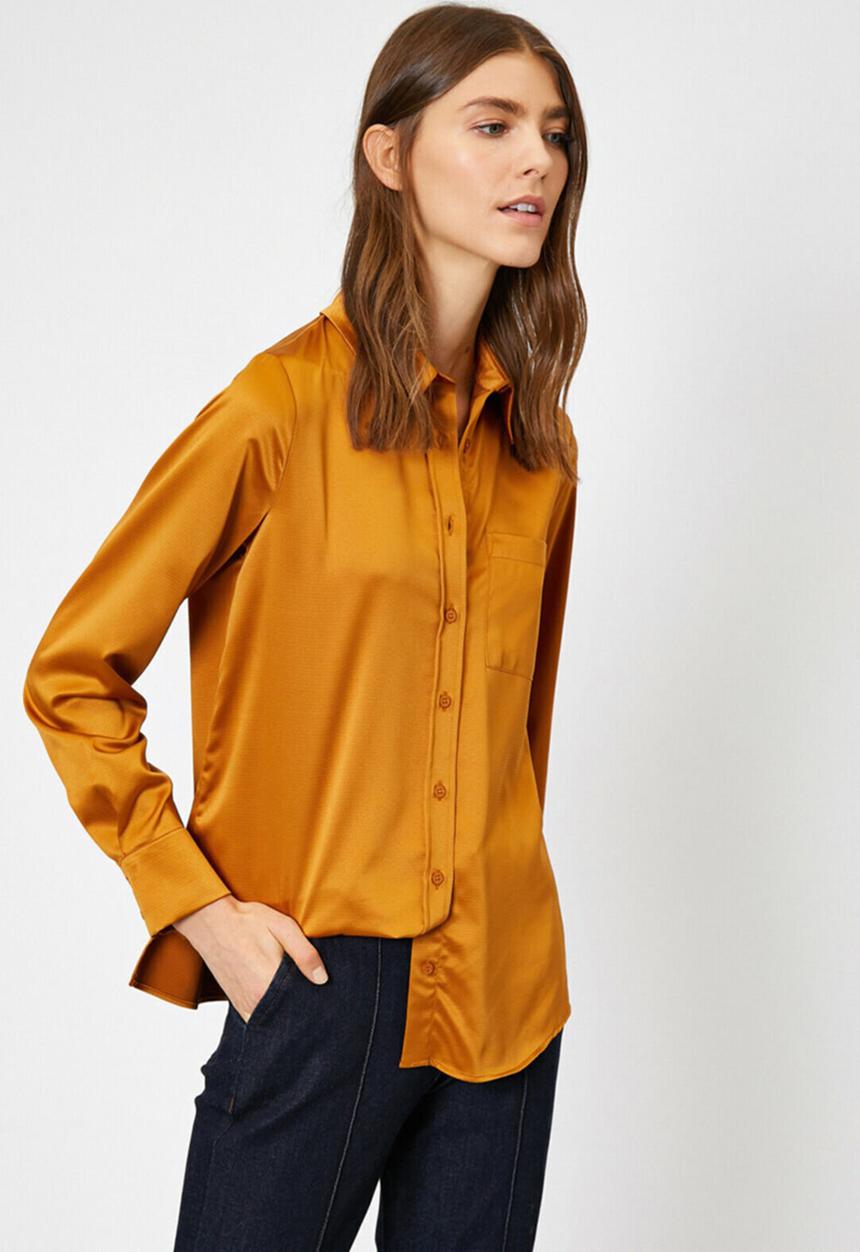 Koton - Classic neck shirt - mustard