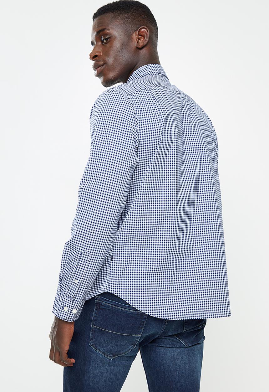 Nautica - Gingham plaid - white & navy 