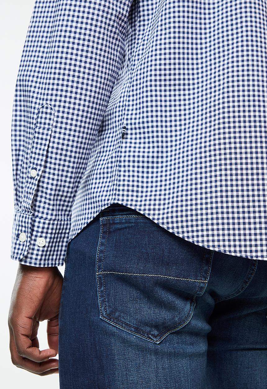 Nautica - Gingham plaid - white & navy 