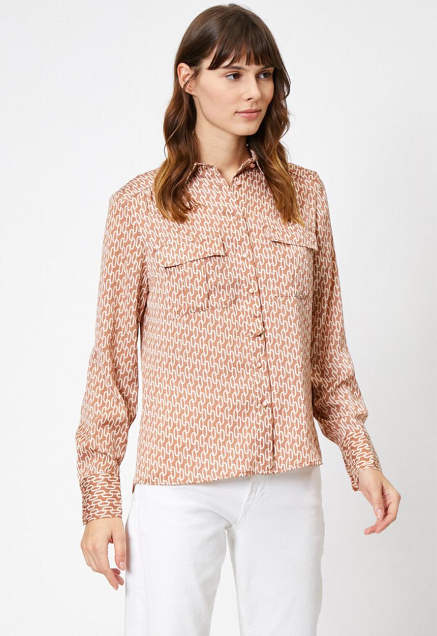 Koton - Classic neck shirt - textured beige