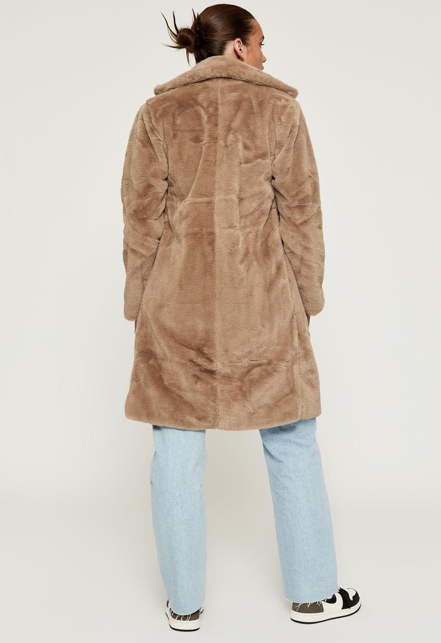 Supré  - Noah fur longline jacket - toffee taupe