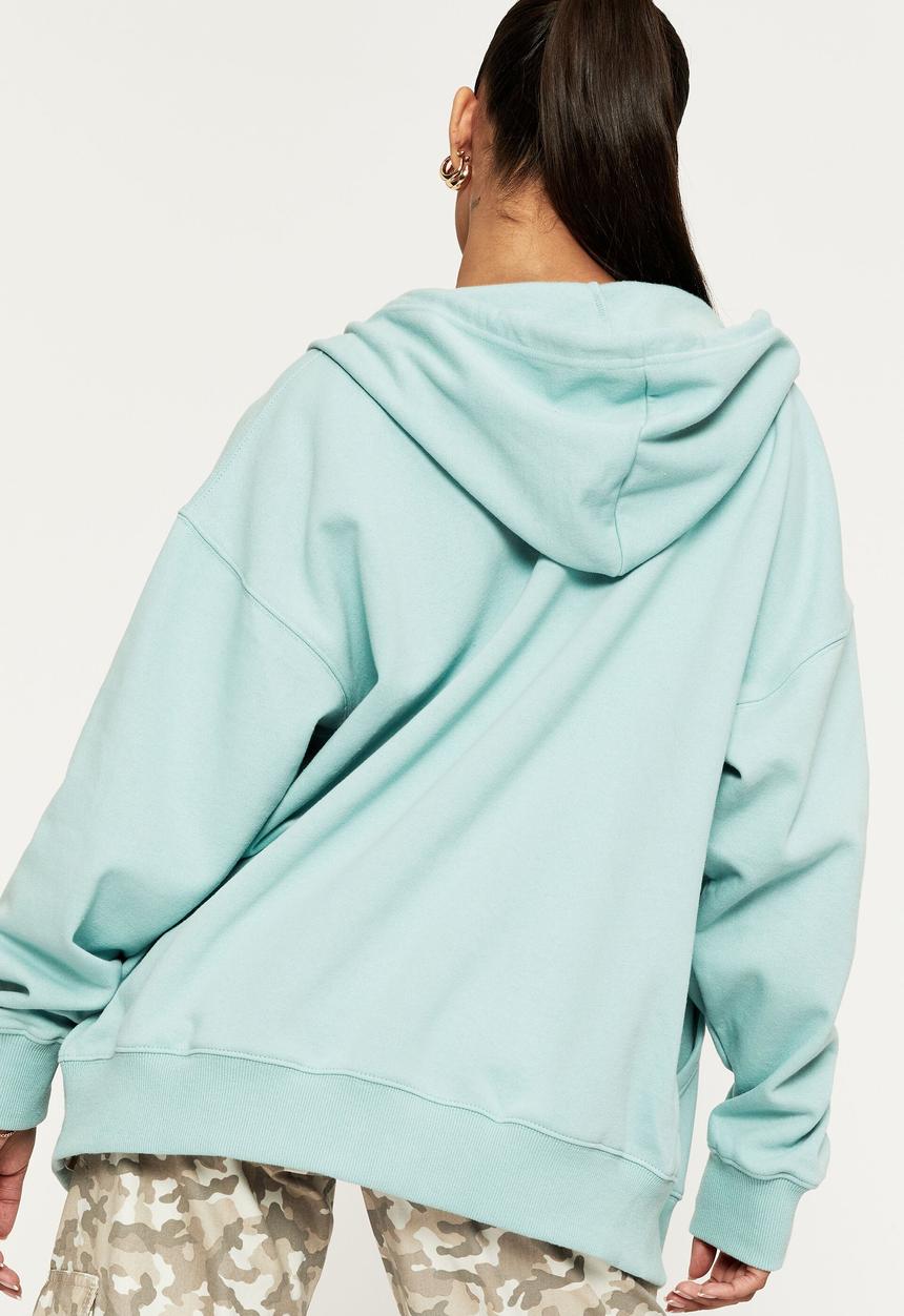Supré  - Zoe oversized zip through hoodie - glassy green