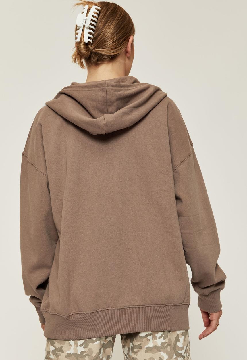 Supré  - Zoe oversized zip through hoodie - mink brown