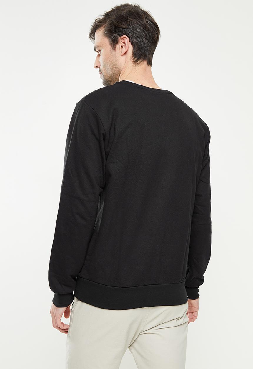 Original Penguin - Long sleeve sticker pete fleece - true black