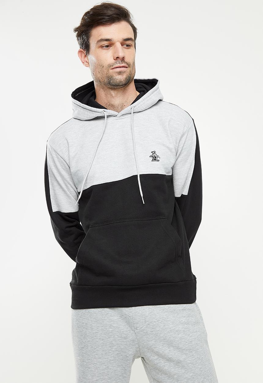 Original Penguin - Two tone hoody - black & rain heather