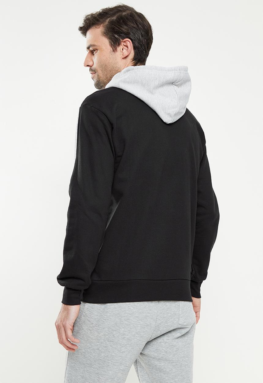 Original Penguin - Two tone hoody - black & rain heather