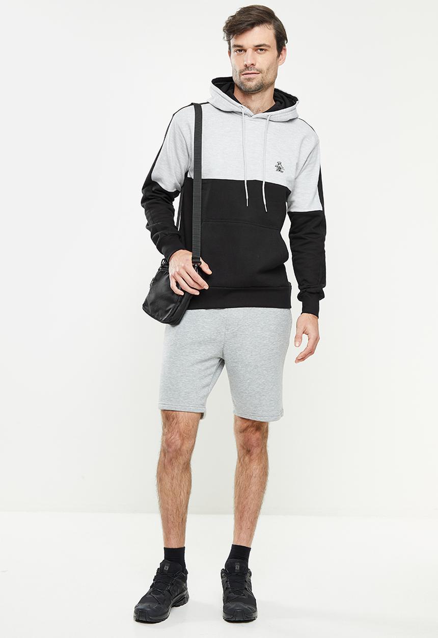 Original Penguin - Two tone hoody - black & rain heather