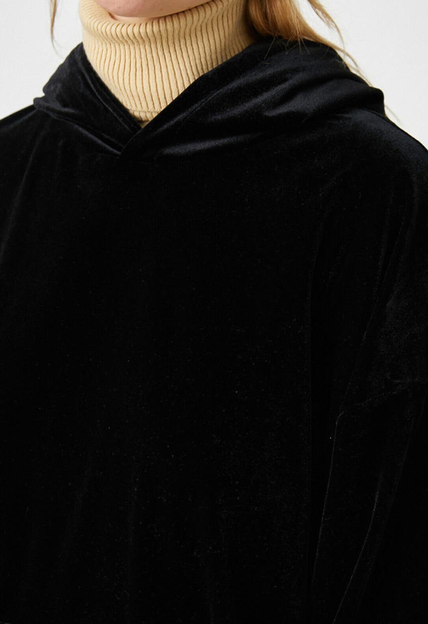 Koton - Velvet kangaroo pocket sweatshirt - black