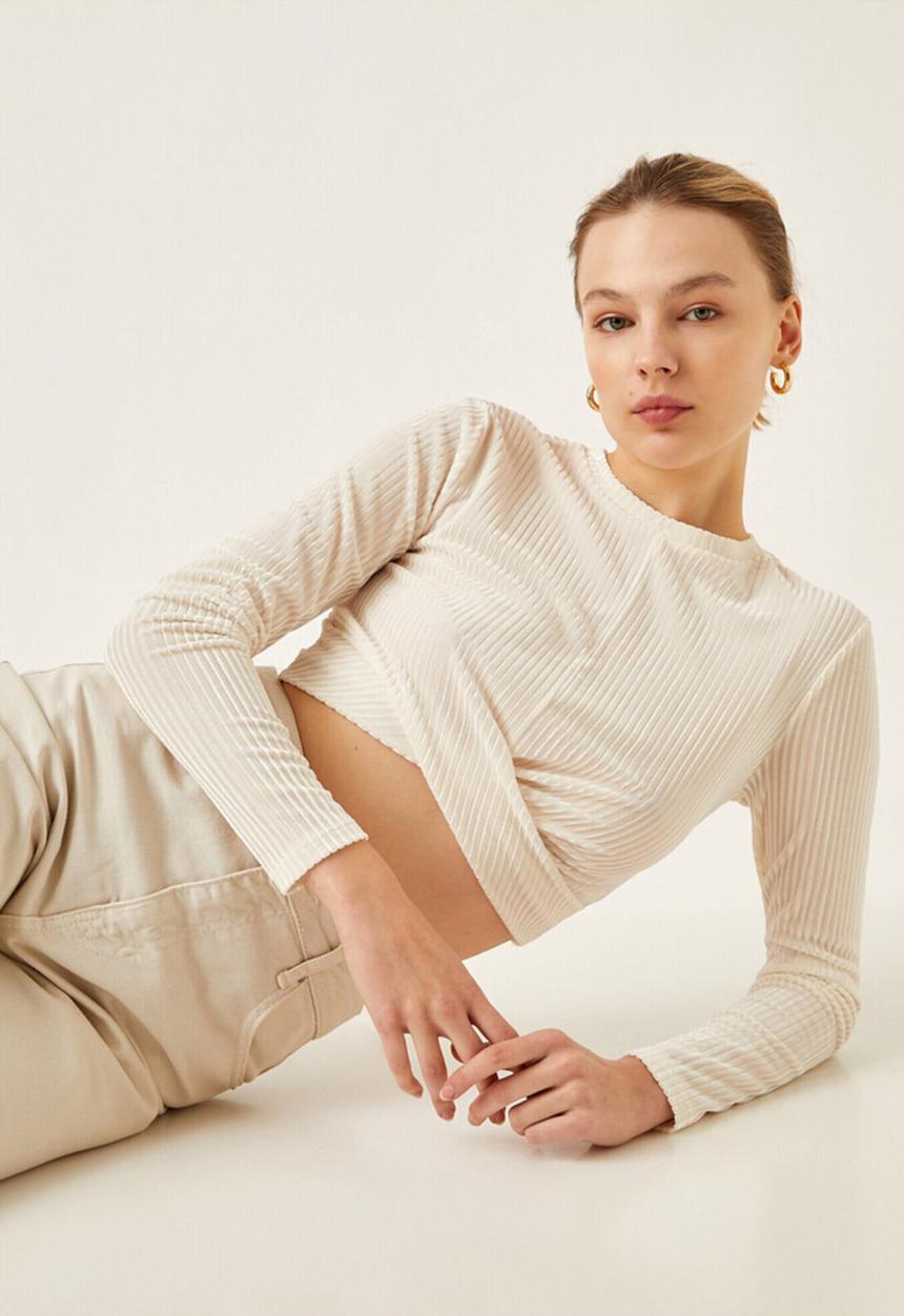 Koton - Crop T-shirt - off white