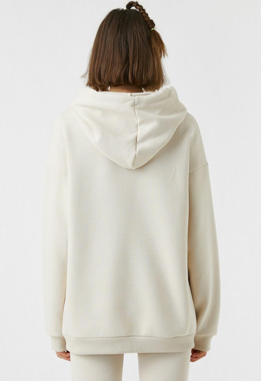 Koton - Scarf neck kangaroo pocket sweatshirt - stone