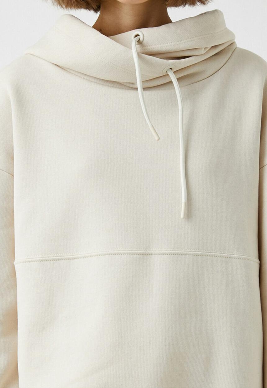 Koton - Scarf neck kangaroo pocket sweatshirt - stone