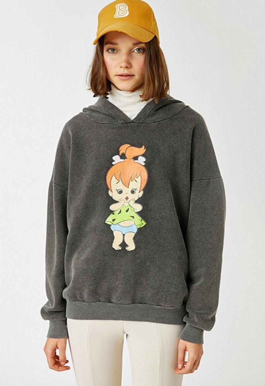 Koton - Hoodie printed sweatshirt - anthracite