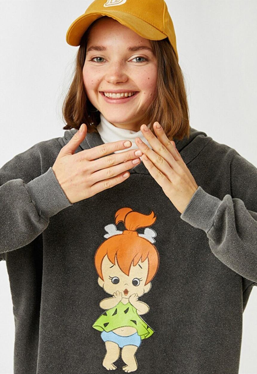 Koton - Hoodie printed sweatshirt - anthracite