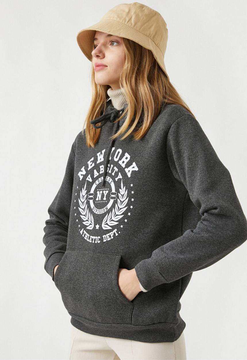 Koton - Hoodie printed sweatshirt - anthracite