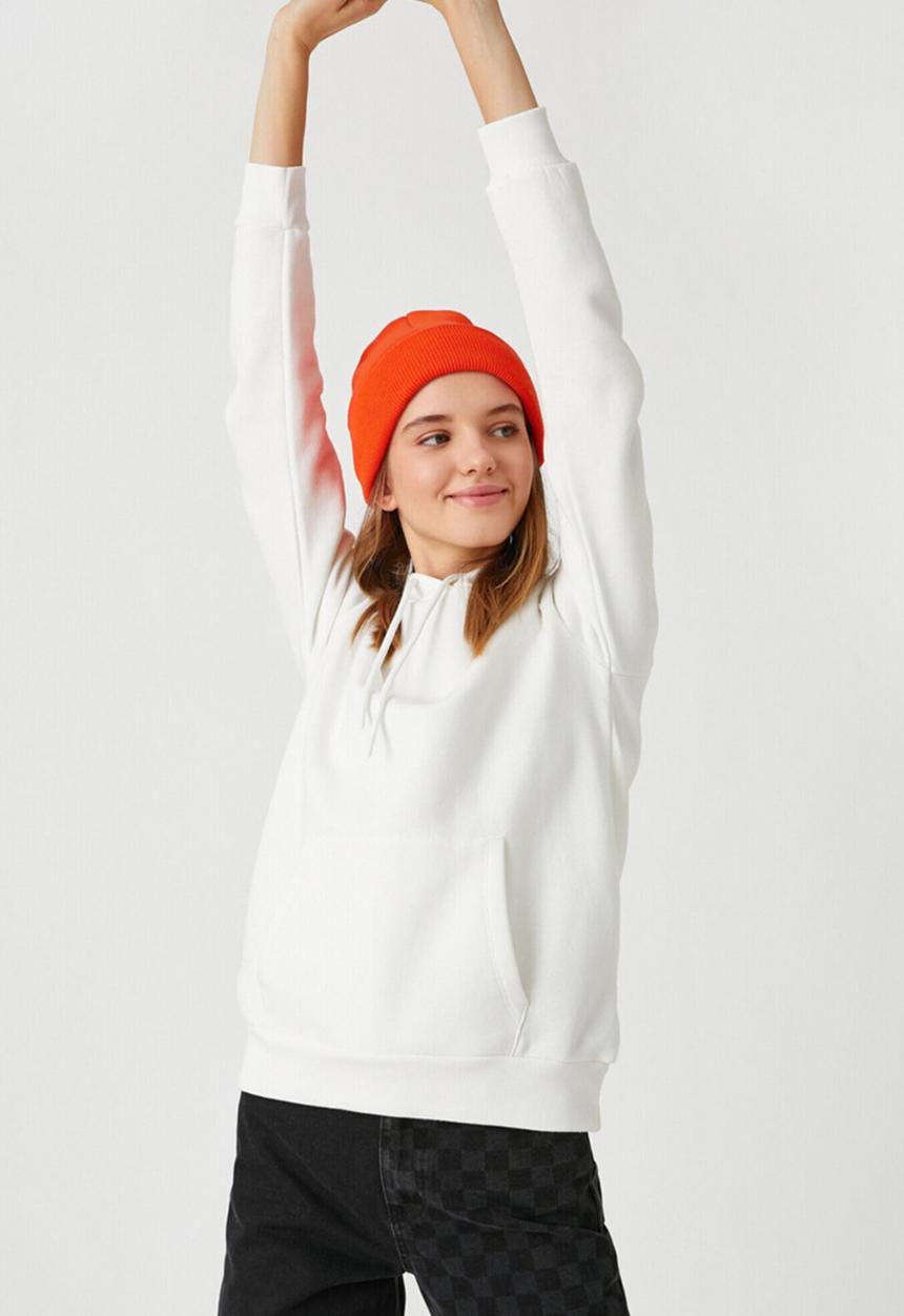 Koton - Long sleeve hoodie pocket sweatshirt  - ecru