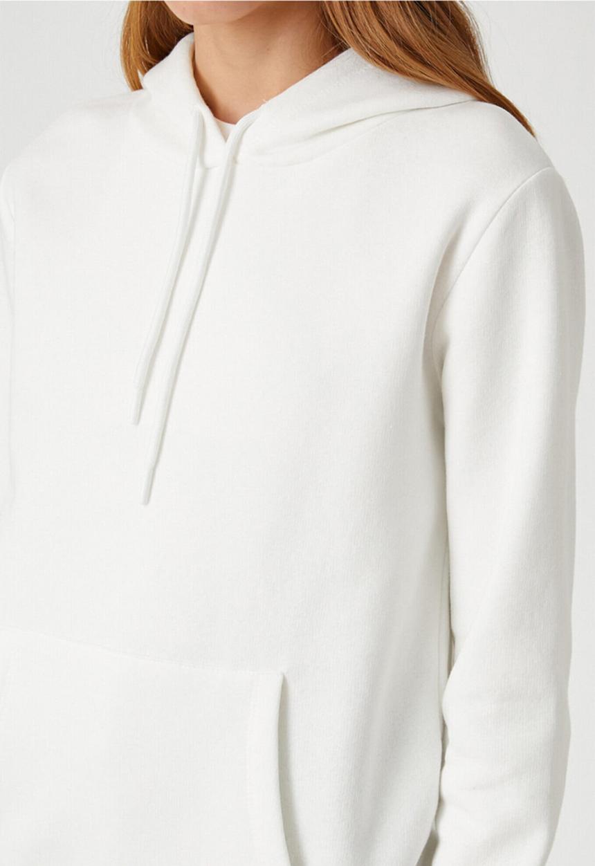 Koton - Long sleeve hoodie pocket sweatshirt  - ecru