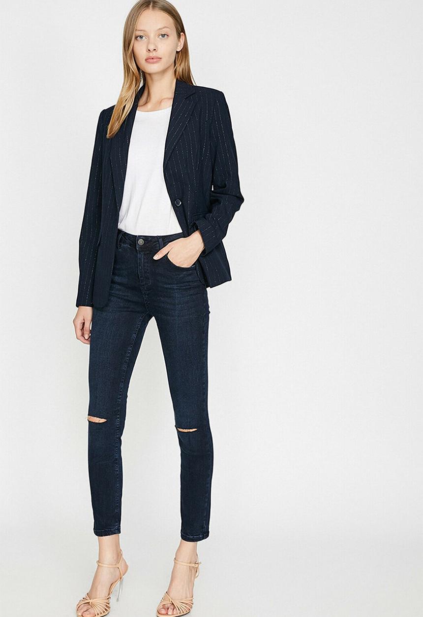 Koton - Slim leg knee slit jeans - dark indigo
