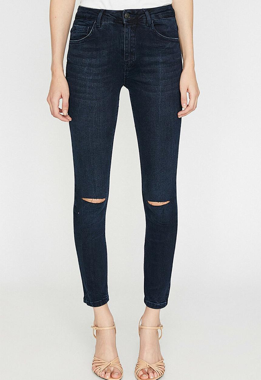 Koton - Slim leg knee slit jeans - dark indigo