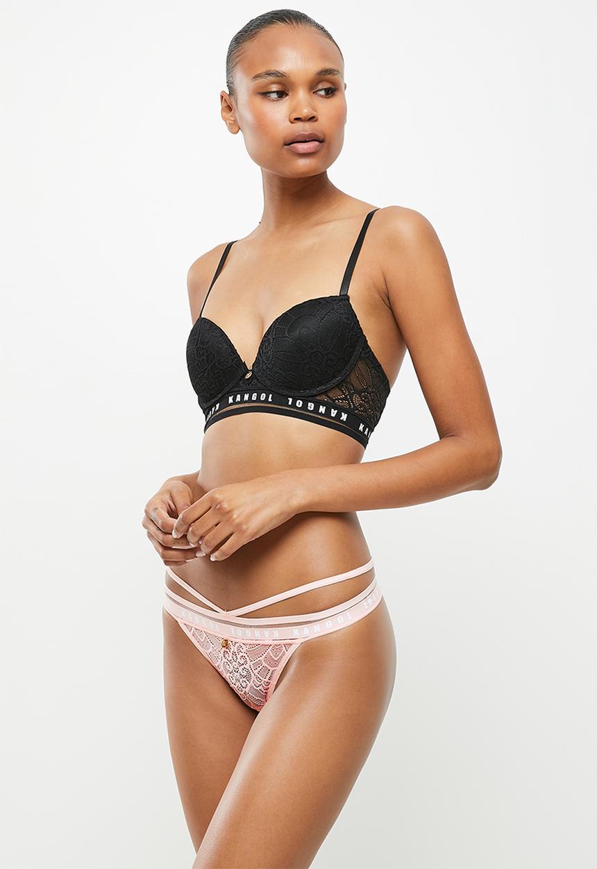 KANGOL - 2 Pack strappy thong - peach & black