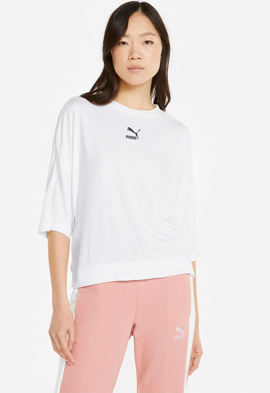 PUMA - Classic logo tee - puma white & silver