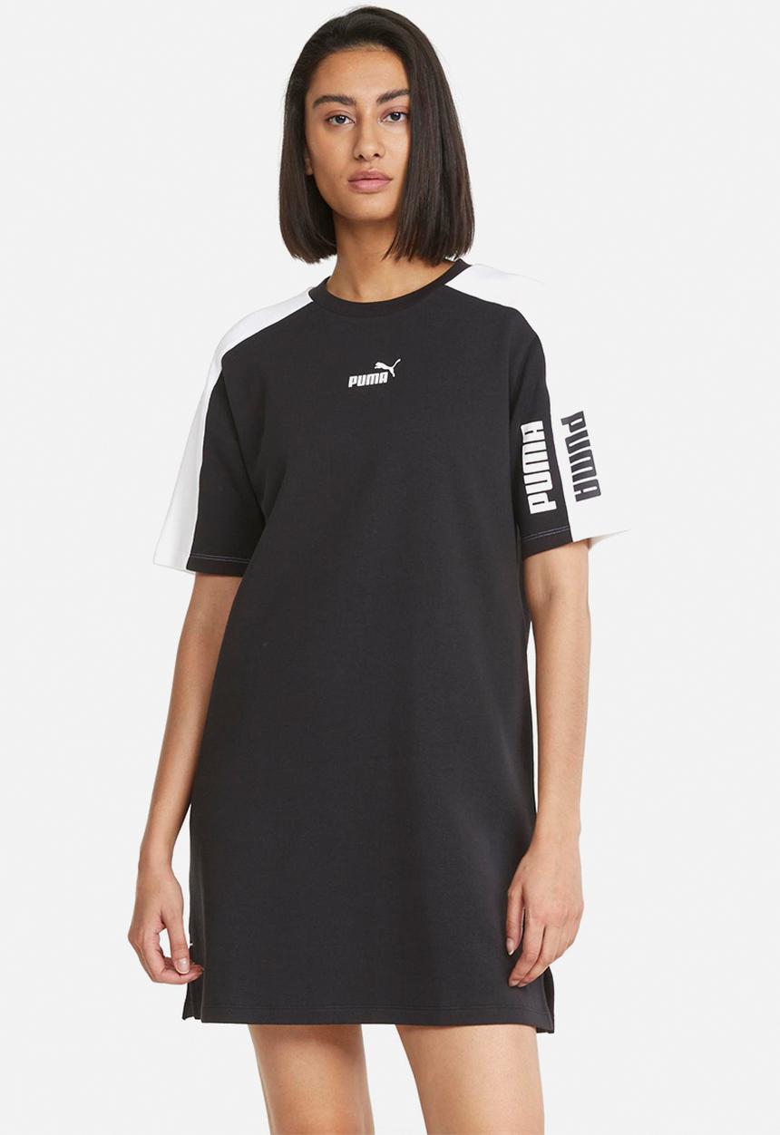 PUMA - Power colorblock tee dress - black & white 