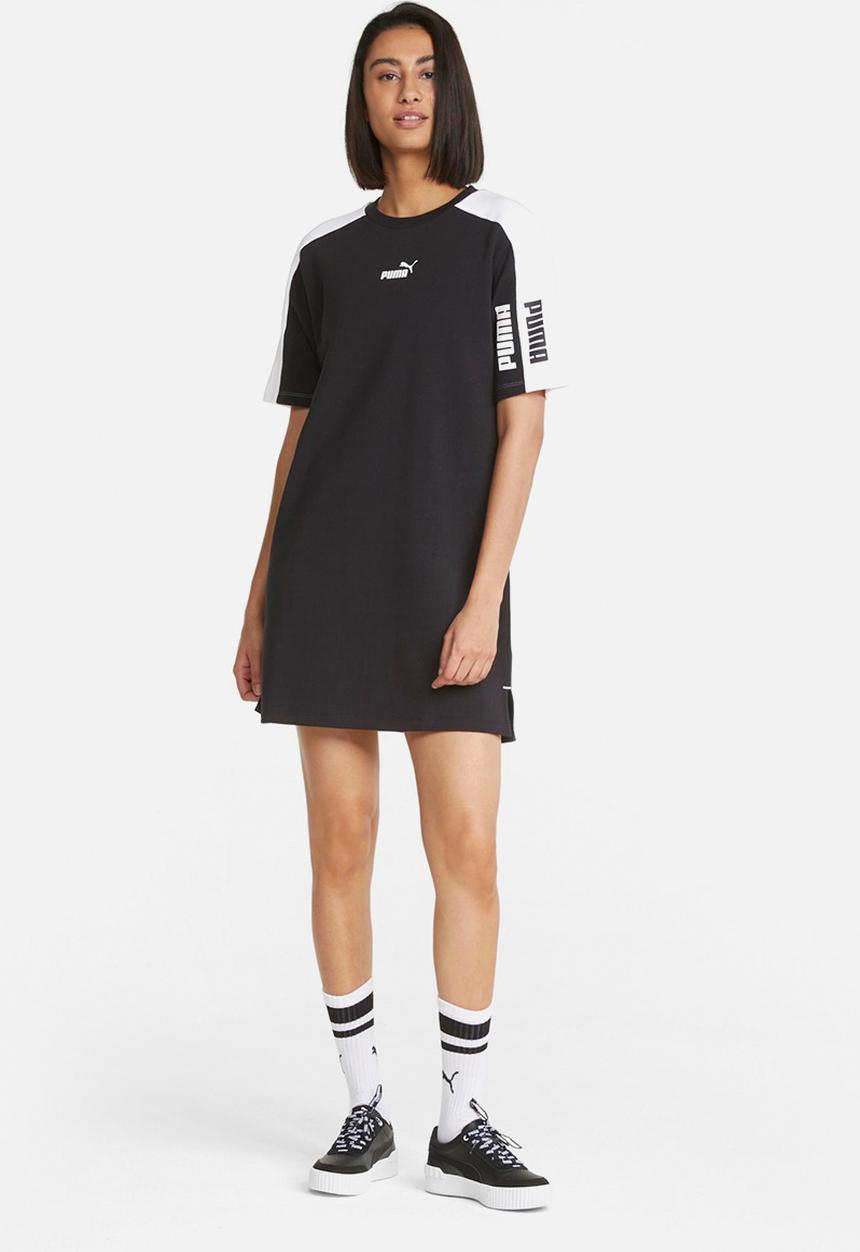 PUMA - Power colorblock tee dress - black & white 
