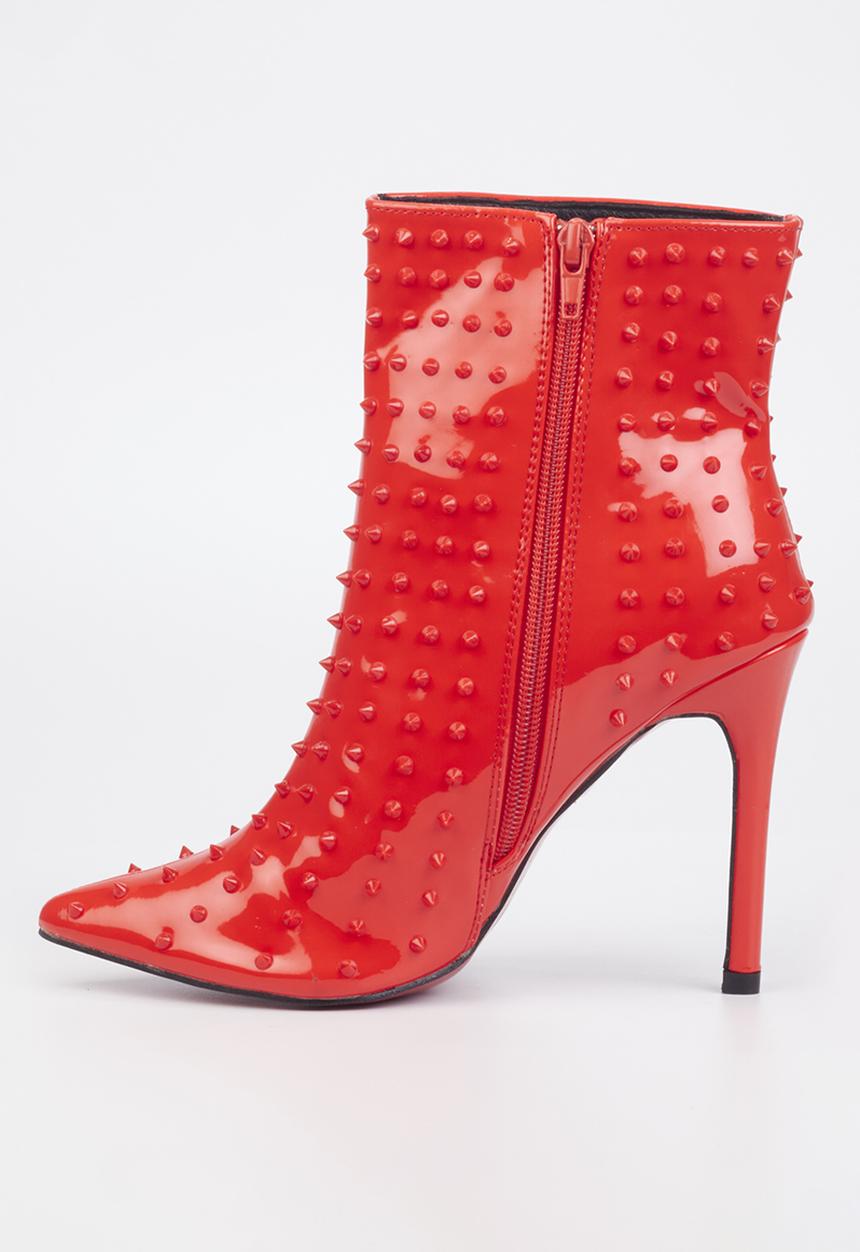 Miss Black - Bomb1 studded ankle boot - red