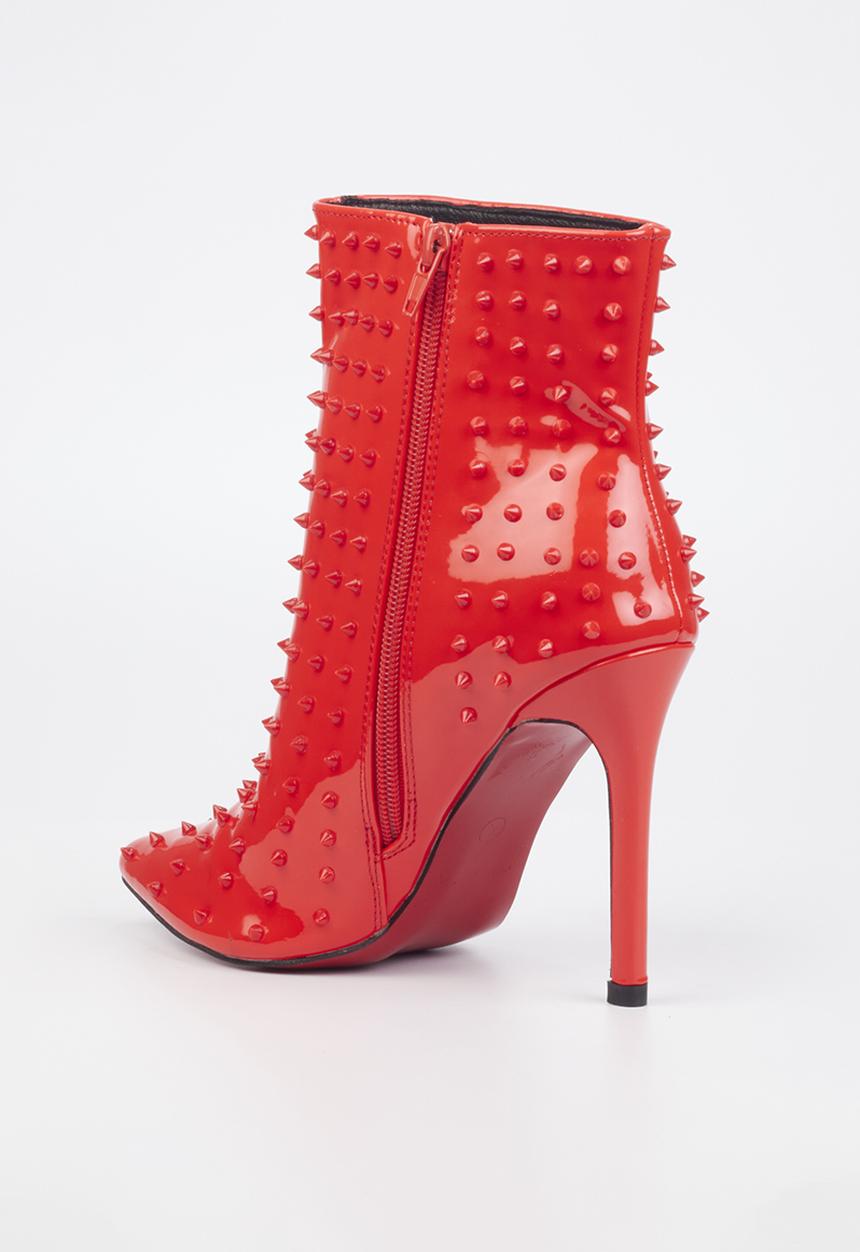 Miss Black - Bomb1 studded ankle boot - red