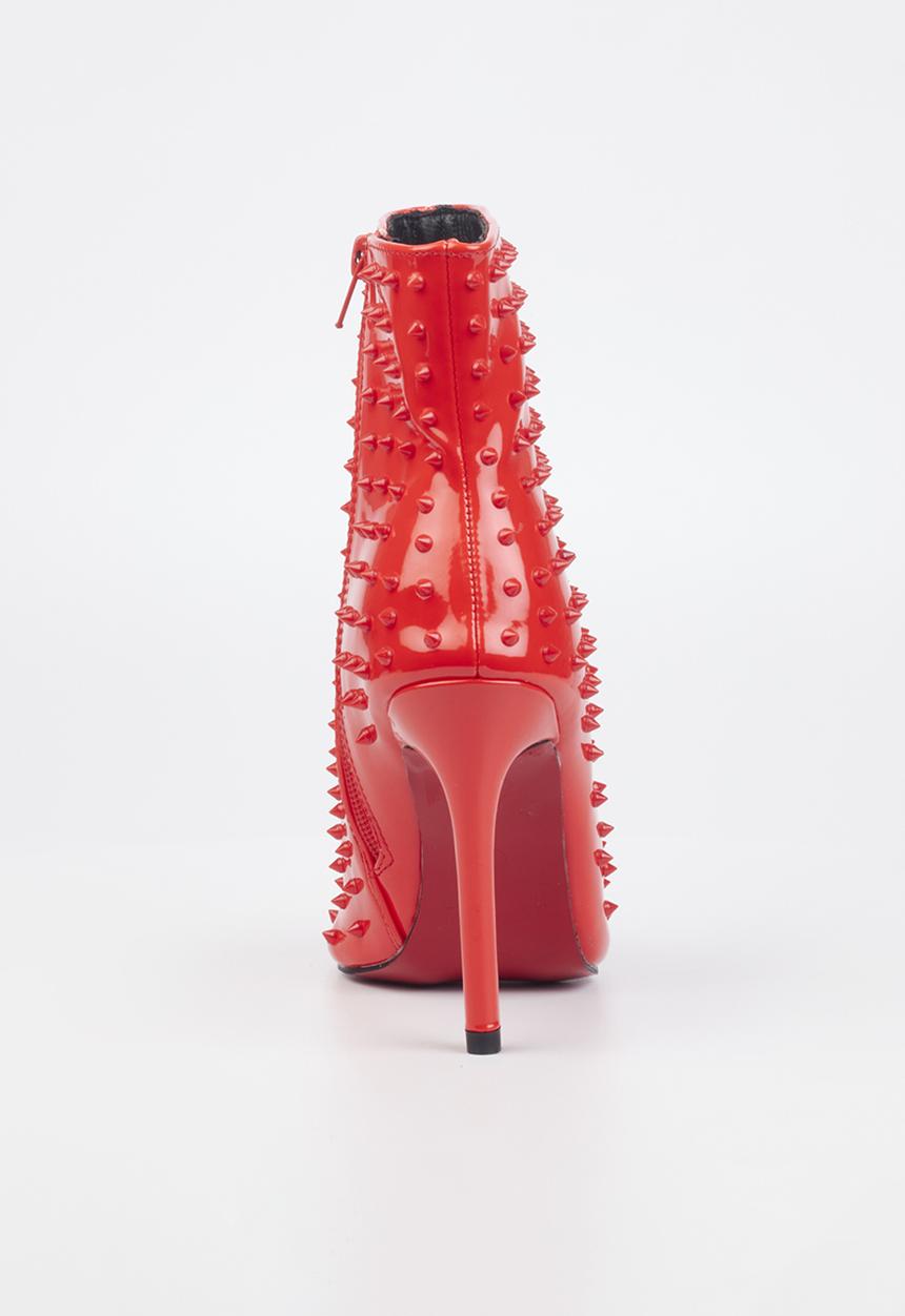 Miss Black - Bomb1 studded ankle boot - red