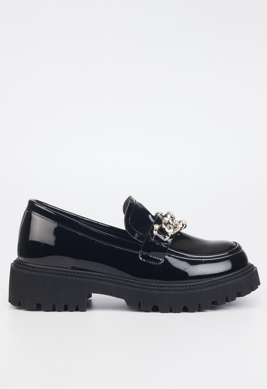 Miss Black - Chainz1 lug sole loafer - black
