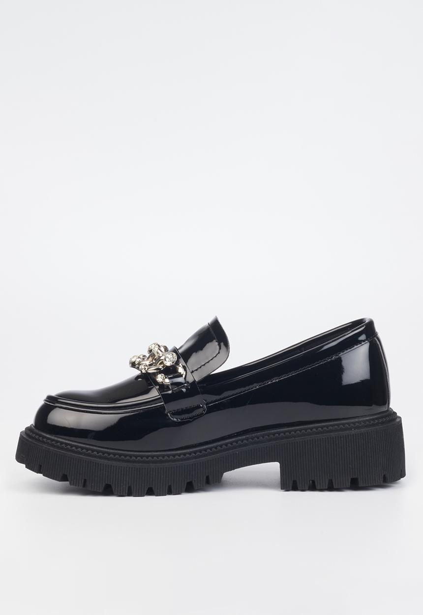 Miss Black - Chainz1 lug sole loafer - black